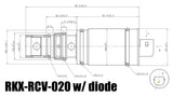 RKX-RCV-020 AC compressor control valve with diode technical drawing with dimensions