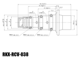 RKX-RCV-038 mechanical AC compressor control valve technical drawing with dimensions