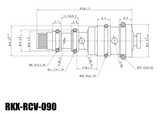 RKX-RCV-090 mechanical AC compressor control valve technical drawing with dimensions