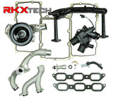 RKX Upgraded Metal / OEM Water Pump Coolant Pipe Set Thermostat Gaskets 3.0L JLR